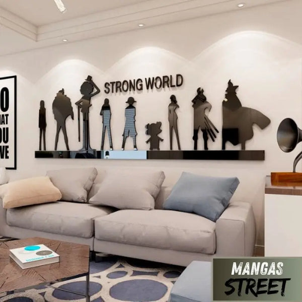 Stickers Muraux One Piece Luffy Cartoon - Autocollant Pirates Décoration Maison 40x40cm